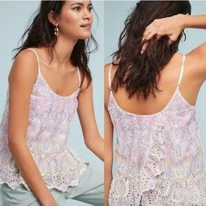 Anthropologie Feather Bone Gemma Eyelet Ombre Summer Top Large